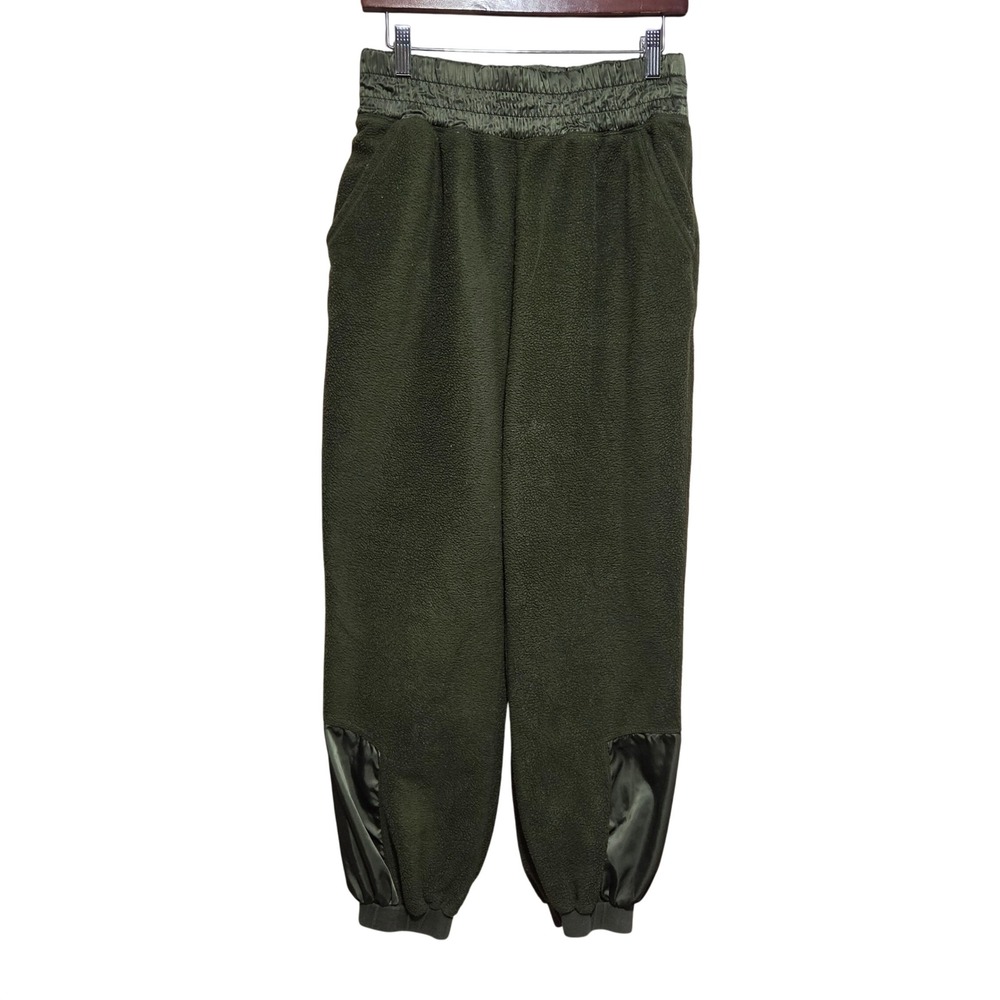 FP Movement Free People Olive Green Sherpa Fleece Joggers Smocked Waist m